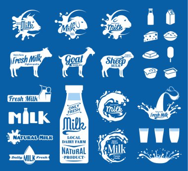 Süt logosunu görmeniz gerekir. Süt, yoğurt veya krem sıçraması. Süt simgeler ve tasarım