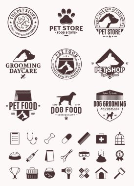 Set of vector pet logo, icons and design elements clipart