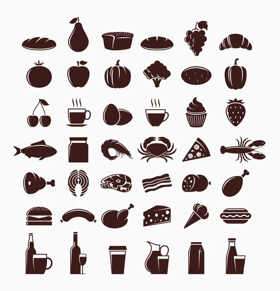 Conjunto de iconos de alimentos y bebidas vectoriales — Vector de stock