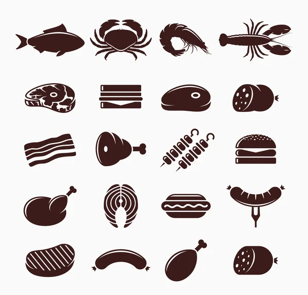 Set de icoane din carne vectorială — Vector de stoc