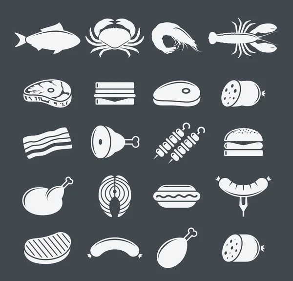 Набор векторных иконок для мяса — стоковый вектор