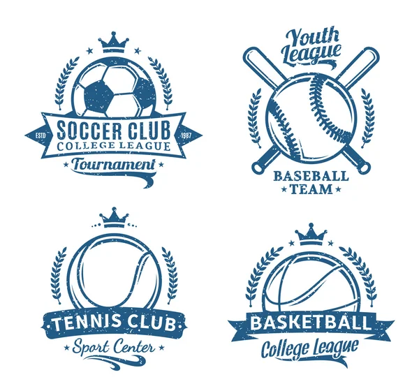 Logotipo del equipo deportivo para cuatro disciplinas deportivas — Vector de stock