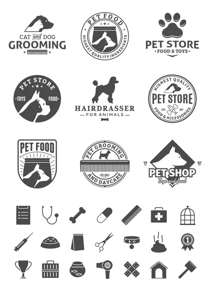 Set of vector pet logo, icons and design elements — Stock Vector