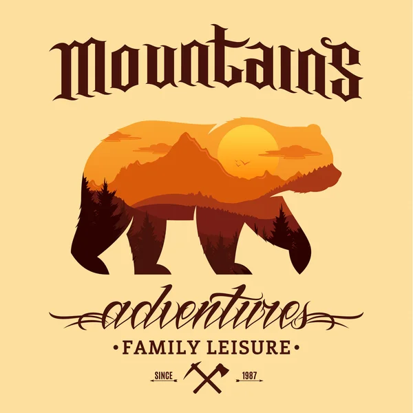 Vector mountains adventures logo — Stock Vector