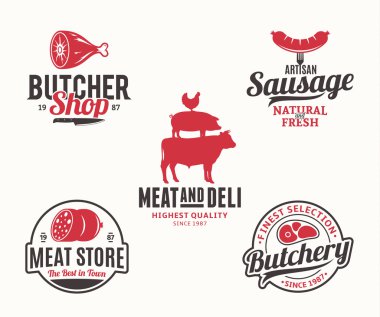 Kasaplık ve et ürünleri logo ve tasarım öğeleri