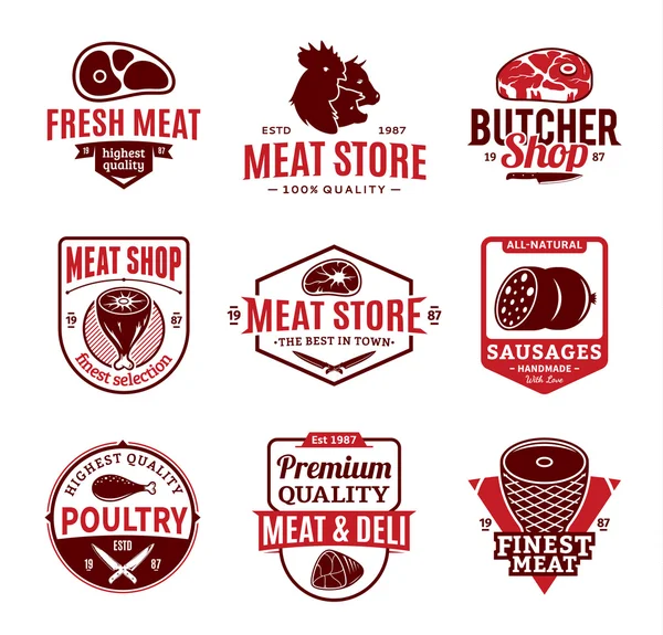 Vektör kasaplık ve et logosu, simgeler ve tasarım öğeleri