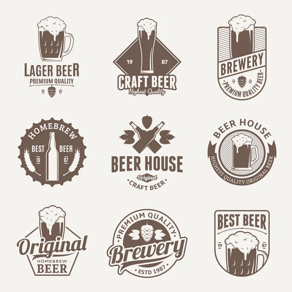 Vector logo de cerveza marrón, iconos y elementos de diseño — Archivo Imágenes Vectoriales