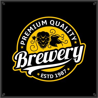 Beyaz ve sarı vintage bira logo vektör