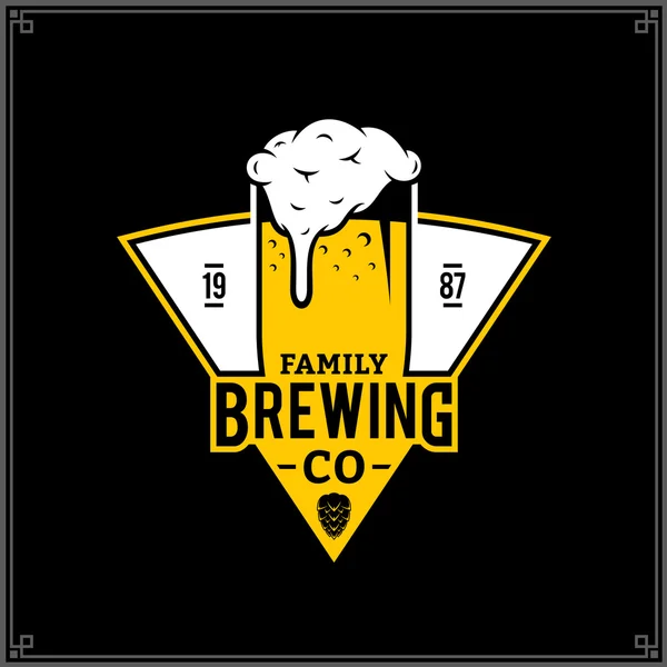 Vetor branco e amarelo logotipo da empresa cervejeira vintage —  Vetores de Stock
