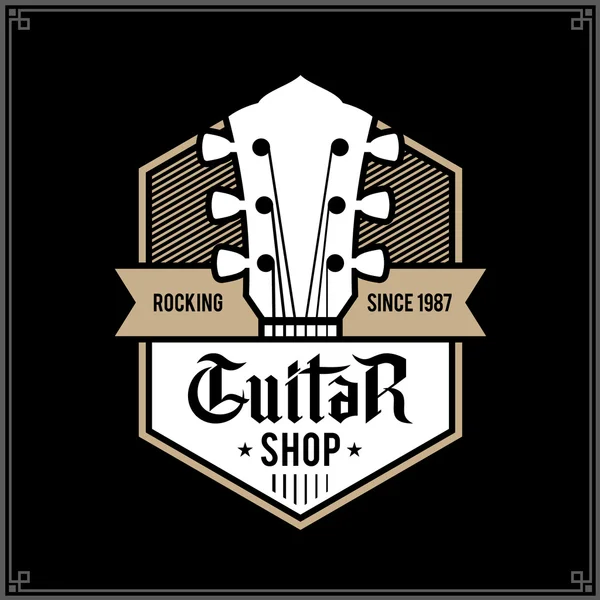 Logo de la tienda de guitarra — Vector de stock