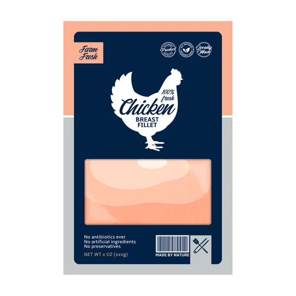 Imballaggio Design Dell Etichetta Della Carne Pollo Vettoriale Silhouette Gallina — Vettoriale Stock