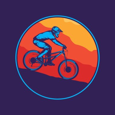 Vector mountain biking colorful illustration clipart