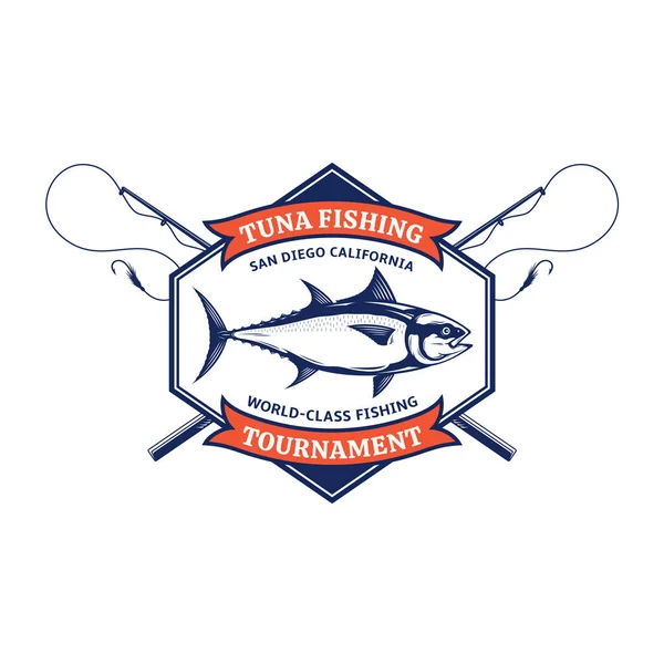 Vector Tuna Fishing Badge Design Concept — Stock Vector