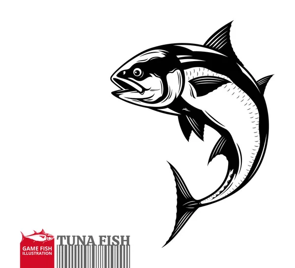 Vector Jumping Tuna Fish Illustration Isolated White Background — Stock Vector