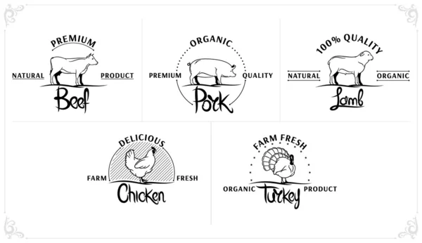 Vector Vintage Meat Labels — Stock Vector