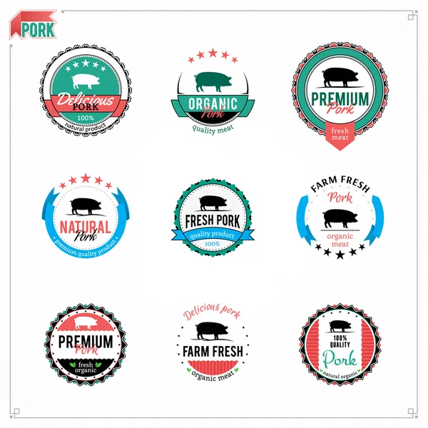 Etiquetas de porco vetorial — Vetor de Stock