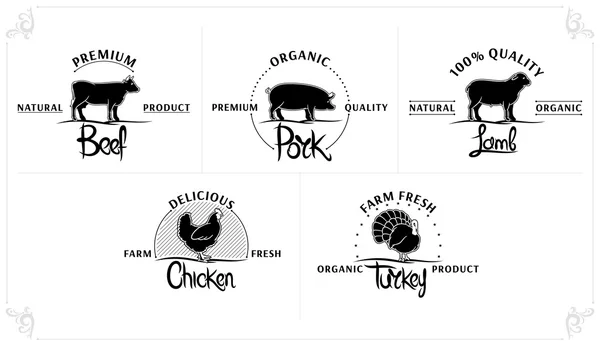 Set of Vintage Meat Labels — Stock Vector