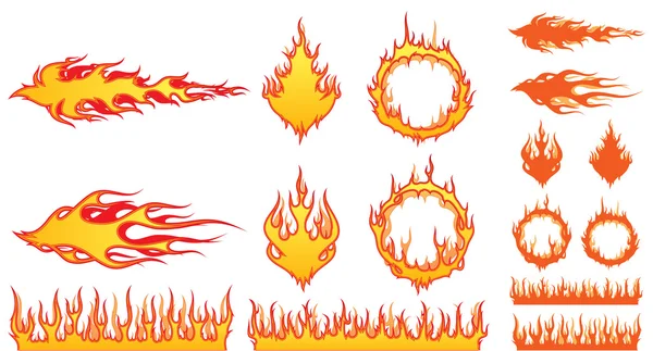 Ensemble d'éléments de feu — Image vectorielle