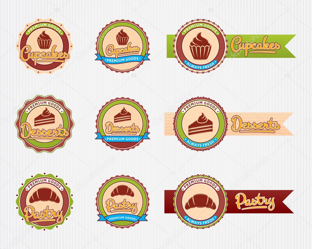 Vector bakery labels collection. 9 great labels for your work.