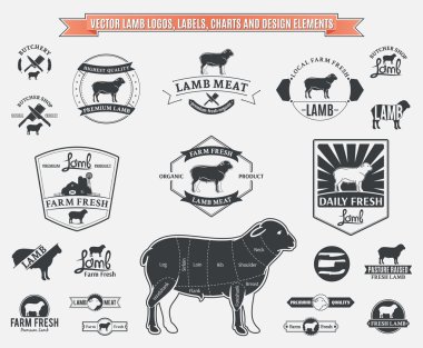 Vector Lamb Logos, Labels, Charts and Design Elements clipart