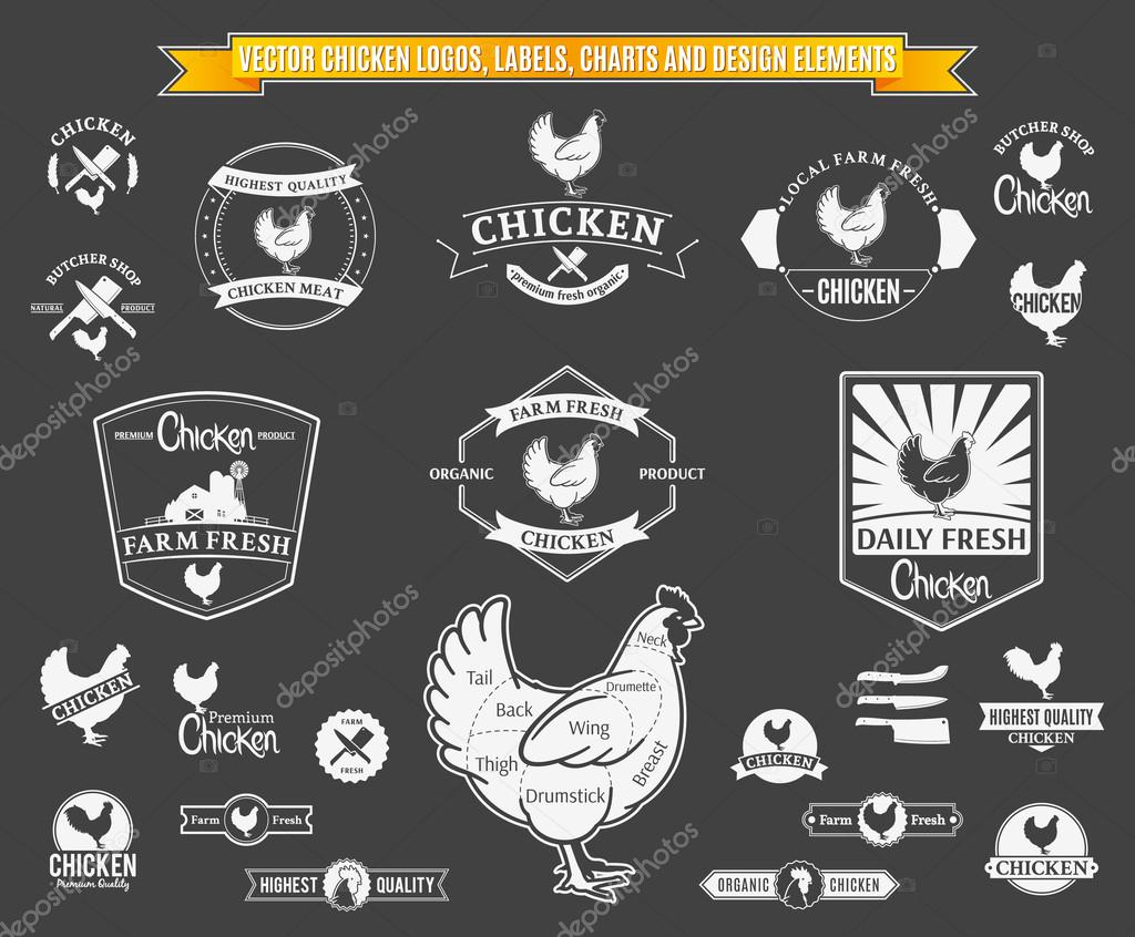 Lots of vector chicken design elements for your work.