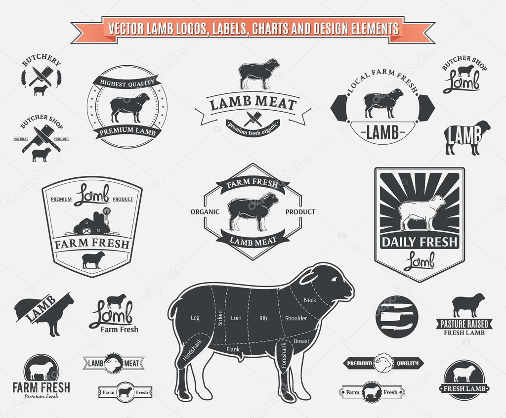 Lots of vector lamb design elements for your work.