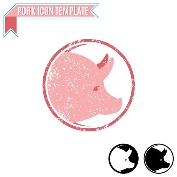 Logo Pork, Trade Sign, Templat Ikon - Stok Vektor