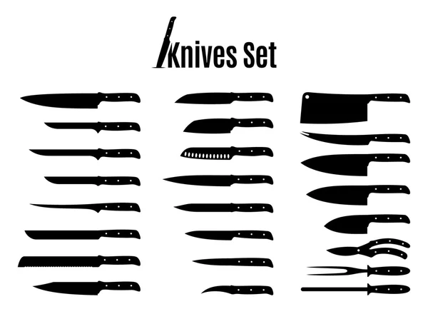Vector Knives Set Isolated on White — Stock Vector