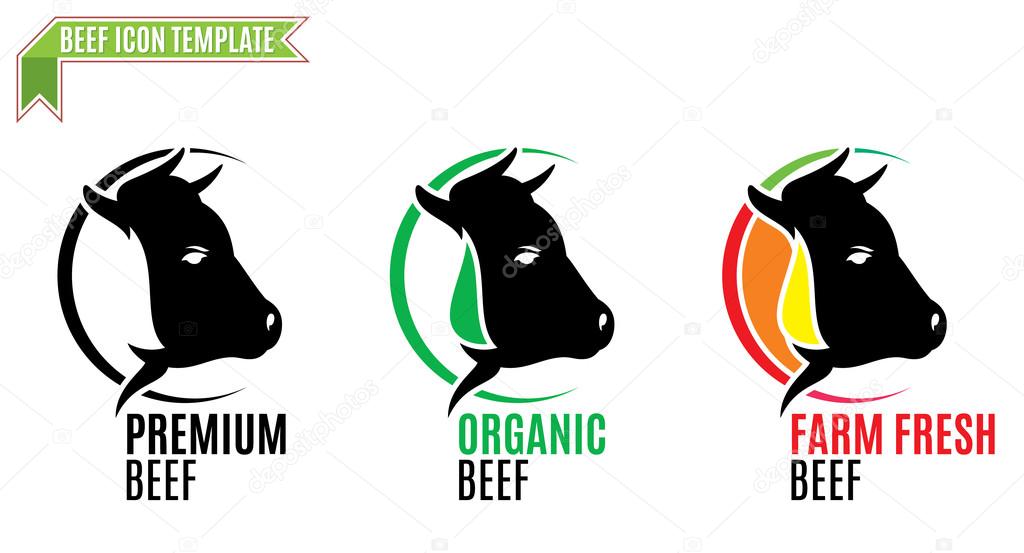 Bull head silhouette vector design template. Meat products logotype concept icon.