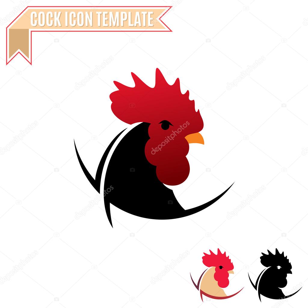 Cock head silhouette vector design template. Meat products logotype concept icon.