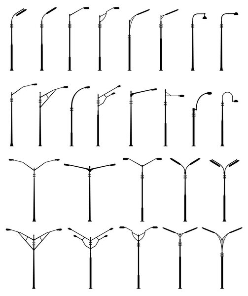 Modern Street Light Lamps Silhouettes