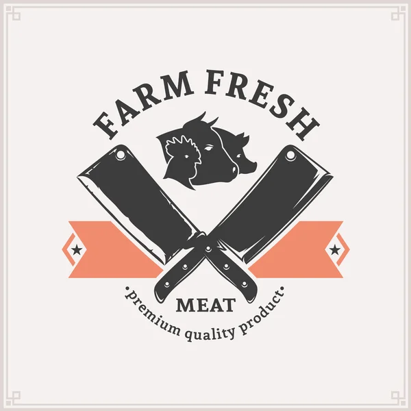 Butchery Logo, Meat Label Template — Stock Vector