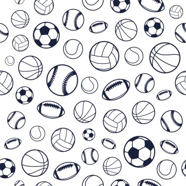 Siyah ve beyaz sorunsuz arka plan, spor malzemeleri, desen vektör spor topları