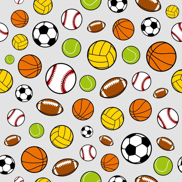 Vector Sports Balls Seamless Background, Sports Equipment, Pattern — Stock Vector