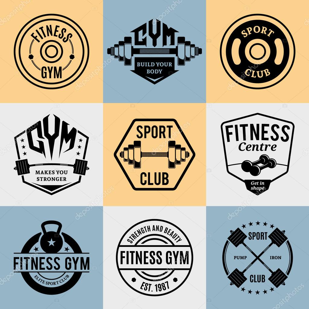 Vector Fitness and Gym Logotypes, Labels Templates and Athletic Badges
