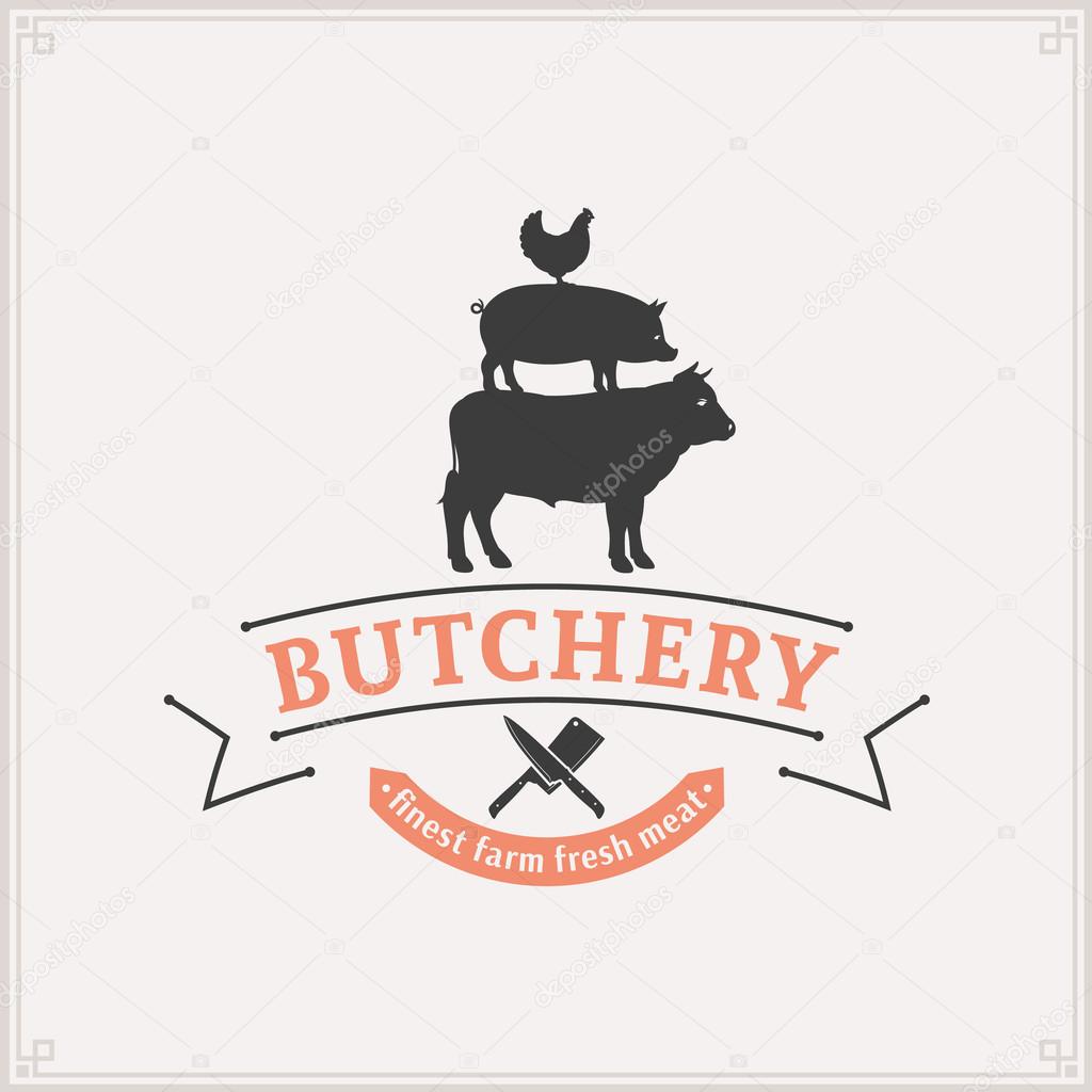 Vintage butchery label template. Can be used for menu, advertisement, banner, placard etc.