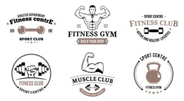 Spor ve Fitness Logo şablonlar, spor salonu Logotypes, atletik etiketleri ve rozetleri