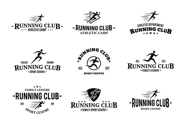 Logo, etiquetas, iconos y elementos de diseño de Running Club — Archivo Imágenes Vectoriales