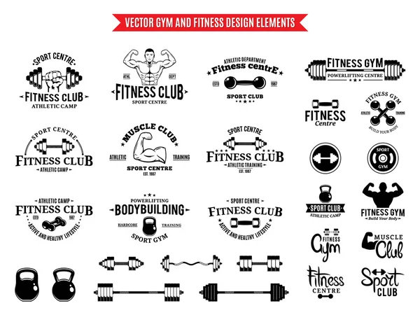 Sport a Fitness Logo šablon, tělocvična logotypy a prvky návrhu — Stockový vektor