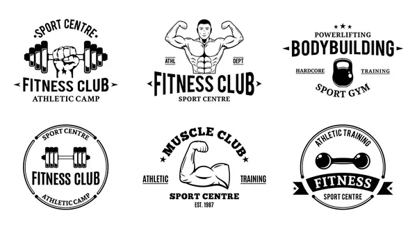 Sport a Fitness Logo šablon, logotypy tělocvičny, sportovní etikety a štítky — Stockový vektor