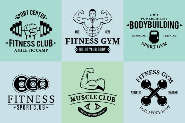 Spor ve Fitness Logo şablonlar, spor salonu Logotypes, atletik etiketleri ve rozetleri
