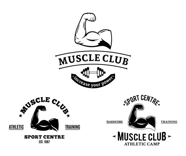 Sport Club e Fitness Palestra Logos ed emblemi — Vettoriale Stock