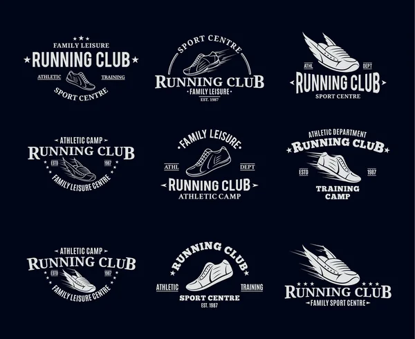 Running Club Logo, Modelos de etiquetas e emblemas —  Vetores de Stock