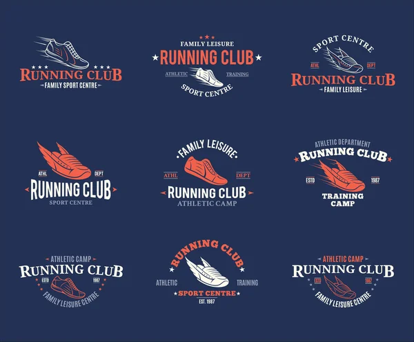 Running Club Logo, Modelos de etiquetas e emblemas —  Vetores de Stock