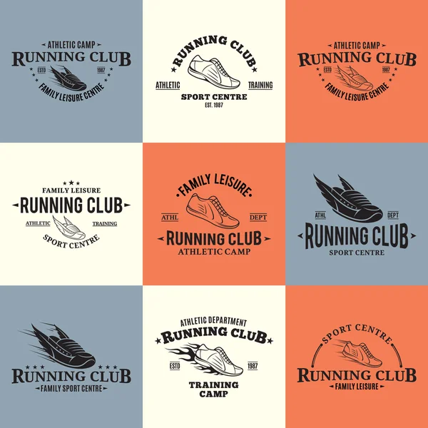 Running Club Logo, Modelos de etiquetas e emblemas —  Vetores de Stock