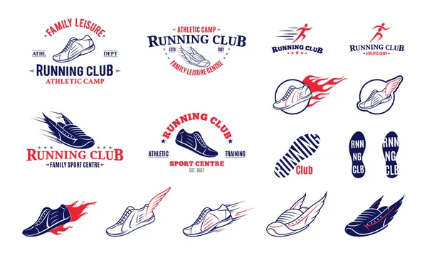 Running Club Logo, Labels, Icons and Design Elements — Stock Vector