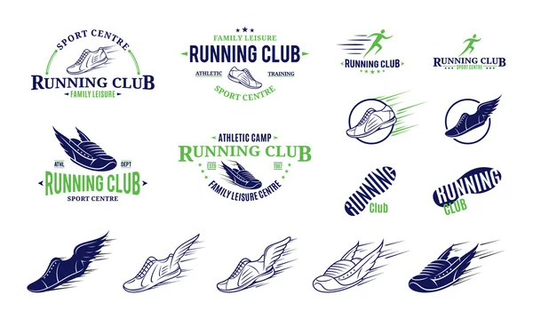 Running Club Logo, Labels, Icons and Design Elements — Stock Vector