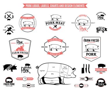 Pork Logos, Labels, Charts and Design Elements clipart