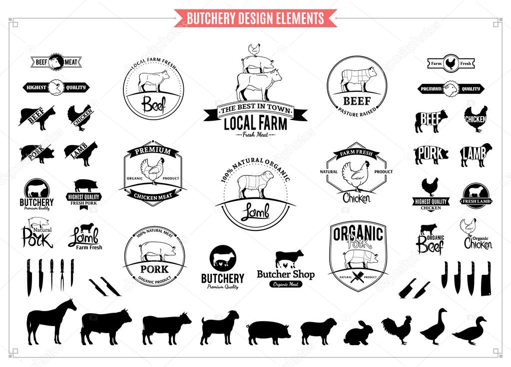 Lots of butchery design elements for your work.