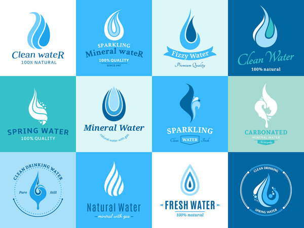 Water Logos, Label, Icons and Design Elements